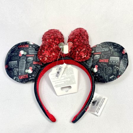 Disney Parks 2025 EPCOT Italy Black Green White and Red Minnie Ears Headband NEW