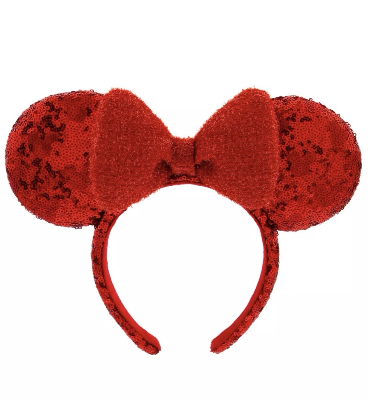 Disney Parks Minnie Mouse Ears Ear Headband Sequin Red - NEW