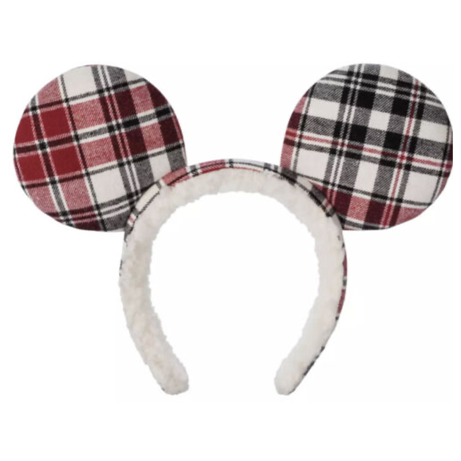 2022 Disney Parks Mickey Mouse Holiday Plaid Fuzzy Christmas Ears Headband Joy