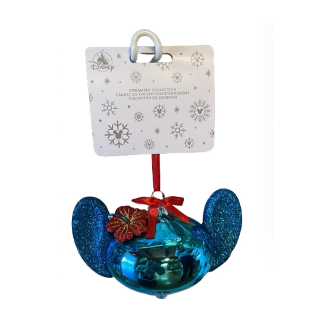 Disney Stitch Aloha Glitter Ear Glass Ornament - NEW