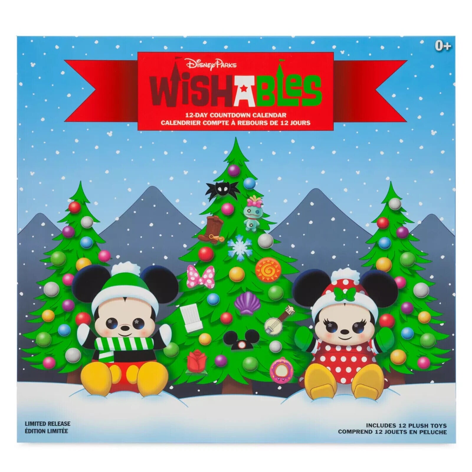 Disney - Wishables - Holiday 4-Inch Advent Countdown Calendar 12 Plush Set