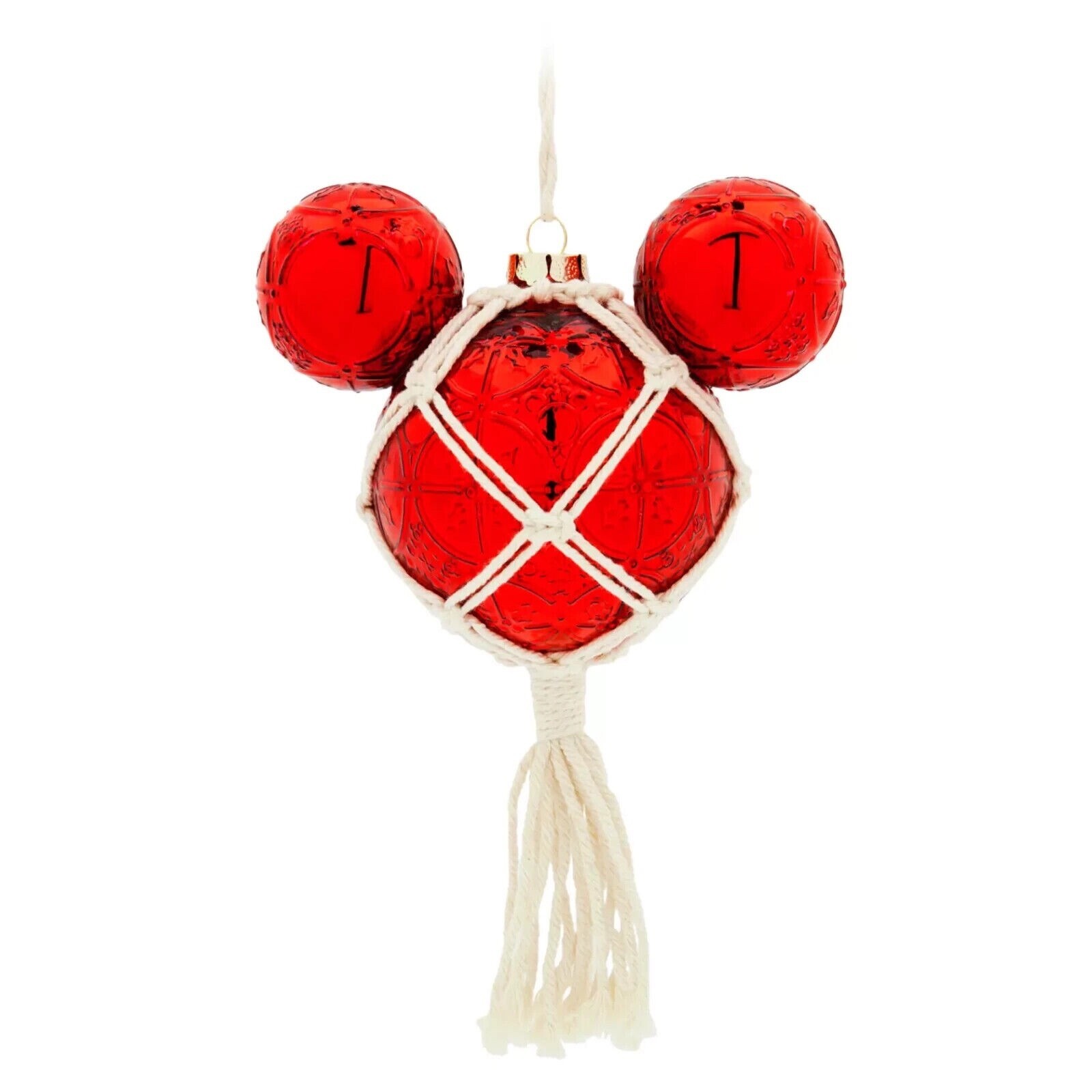 Disney - Mickey Mouse Icon Glass Ball - Red Tile & Macarame Sketchbook Ornament